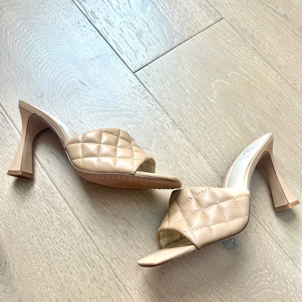 Vince Camuto Tan Quilted Heels - Picture 4 of 6